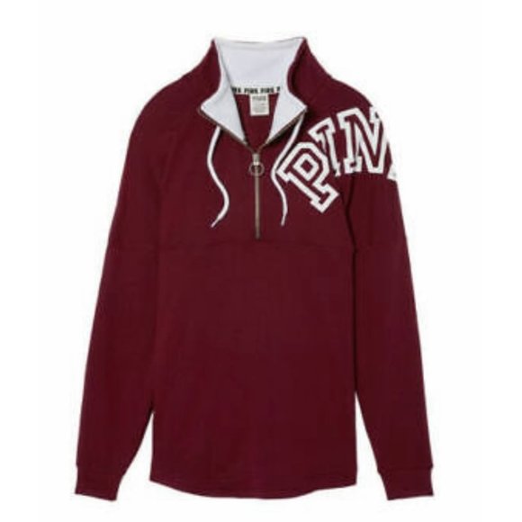 PINK Victoria's Secret Maroon Quarter-Zip Sweater - Picture 1 of 6